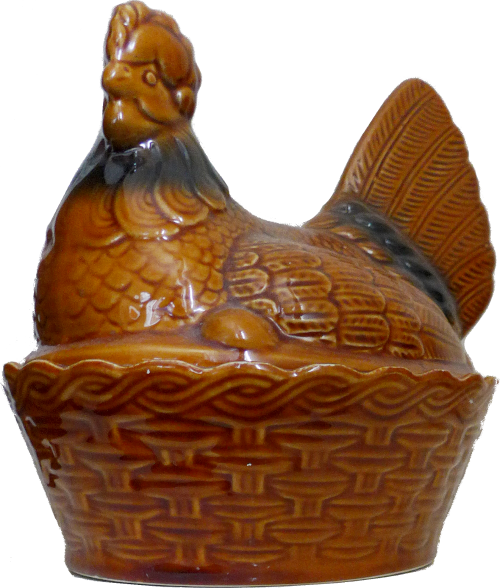 a vintage ceramic chicken model