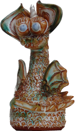 A vintage ceramic dragon