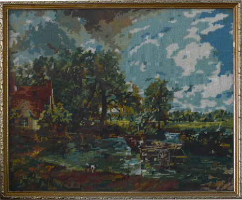 a tapestry version of Constable's Haywain